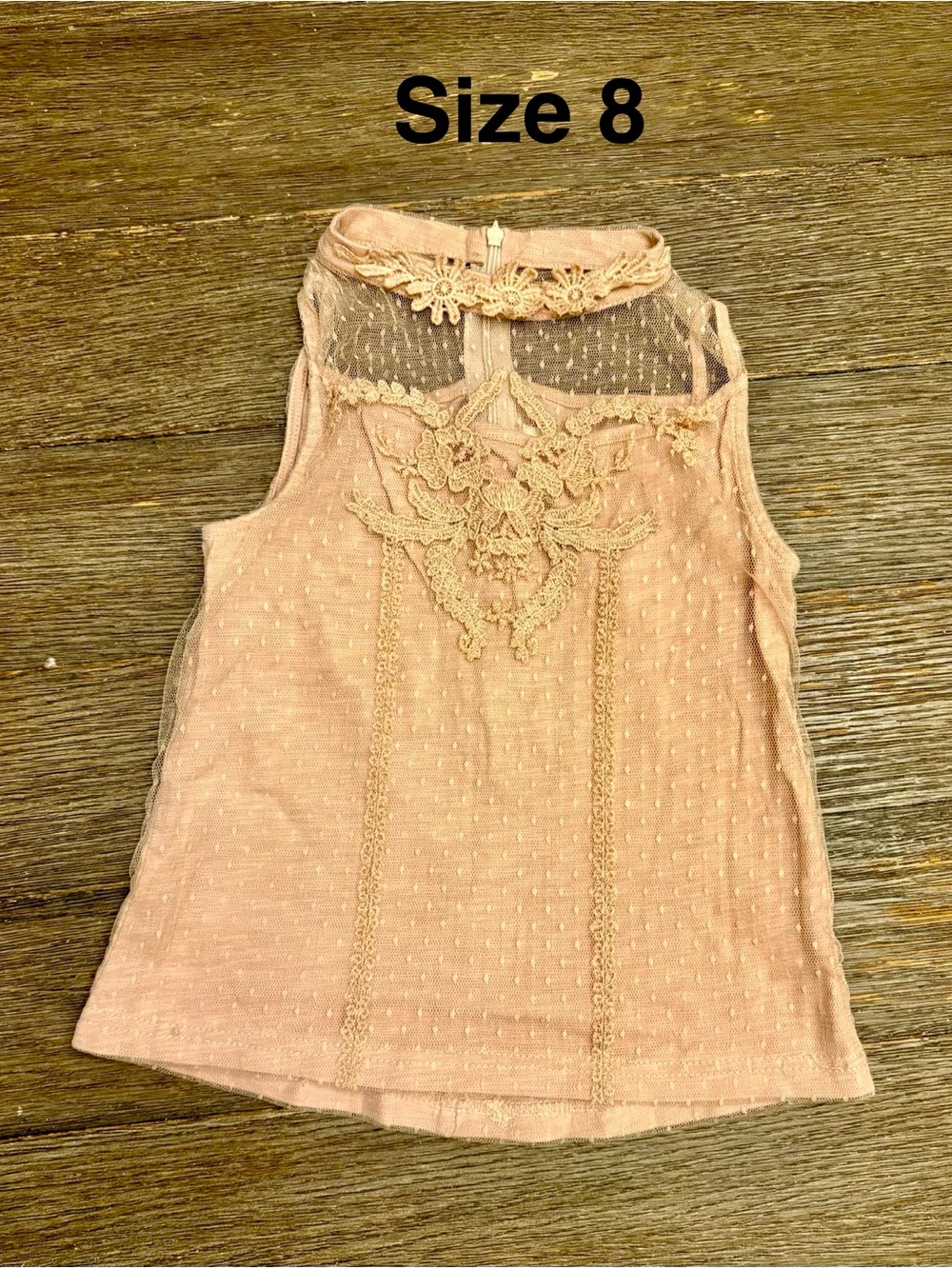 Girls' Sleeveless Lace Appliqué Tank Top - Dusty Pink